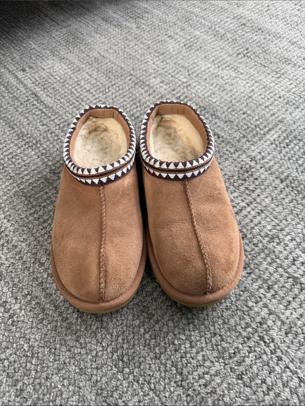Kirkland Signature Brown Suede Shearling-Lined Slip-On Slippers